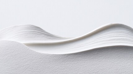 Close-Up of Soft White Paper Texture Creating Gentle Waves and Curves Against a Plain Background for Artistic and Design Illustrations