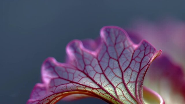 Intricate Detail of Carnivorous Plant Pitcher Leaf Veins and Texture