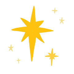 Minimalist Yellow Sparkling Star Hand Drawn Doodle Art