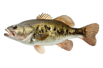Naklejka premium A detailed studio portrait of a largemouth bass fish against a black background