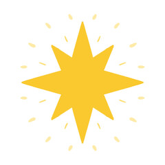 Cute Golden Yellow Cartoon Star Illustration with Glitter Sparkles