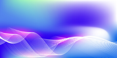 Abstract blue gradient background with shining lines waves. Minimalist background for banner, poster