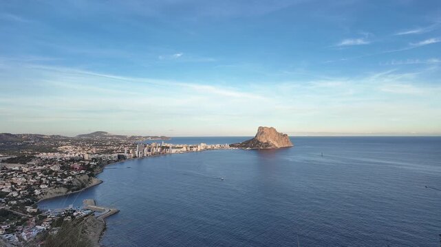 Calp spain aerial view of pe&ntilde;on de ifach natural park