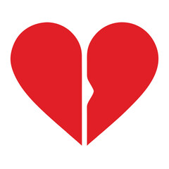 A broken heart isolated on white background, symbolizing heartbreak, loss, and emotional pain