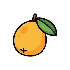 Yellow loquat fruit with leaf, 