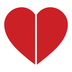 A heart divided isolated on white background, symbolizing partnership, balance, and shared love