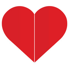A red heart divided in two halves isolated on white background, symbolizing love and connection