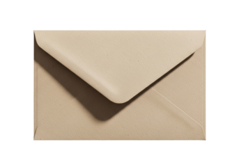 Tan envelope PNG isolated on transparent background, blank stationery for mailing letters and sending invitations