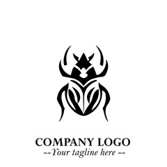 Beetle Logo Symbol in Black on the White Background with Simple Modern Insect Design