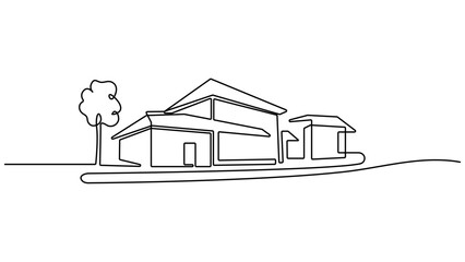 Local market stall. Food and farmers product in street market stall in continuous one line drawing. Minimalist Line Art Shop Illustration. Editable Stroke. © UzzalChandra