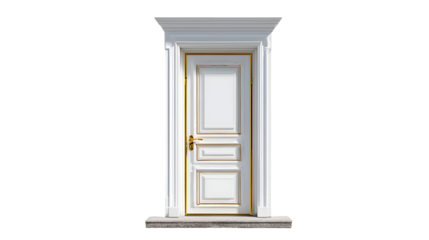 Elegant white entrance door with classic architectural details