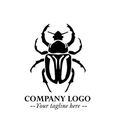 Beetle Logo Symbol in Black on the White Background with Simple Modern Insect Design