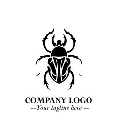 Beetle Logo Symbol in Black on the White Background with Simple Modern Insect Design