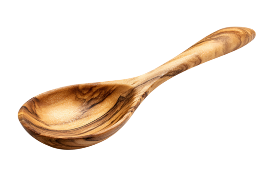 Beautifully crafted olive wood spoon on a black background
