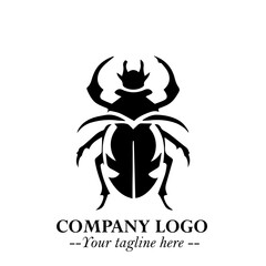 Beetle Logo Symbol in Black on the White Background with Simple Modern Insect Design