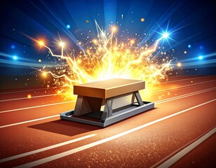 Explosive Energy from the Starting Block on a Dynamic Race Track with Bright Lights