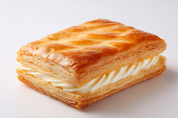 Realistic golden custard cream pastry offering a soft creamy texture and buttery crust detail