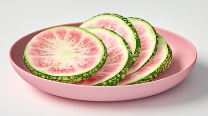 Vibrant pink dish with sliced bitter melon