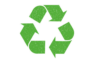 Obraz premium recycling symbol icon grunge texture representing sustainability, Eco-Friendly, practices, waste reduction, environmental conservation, green circular arrow design vector illustration.