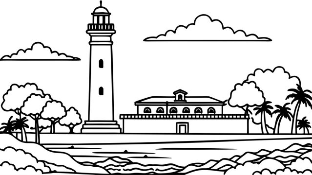 Very beautiful view of the Biloxi Lighthouse in Biloxi, Mississippi, USA, featuring its iconic white tower, coastal surroundings, soft natural light, and a realistic serene Gulf Coast landscape.