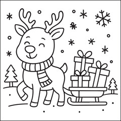 Winter & christmas black and white coloring pages for adults and teens 
