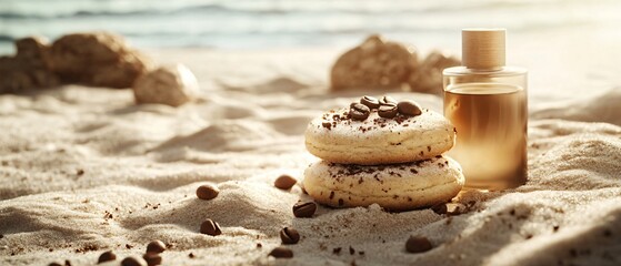 Delicious Round Cookies with Coffee Beans and Candy