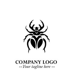 Beetle Logo Symbol in Black on the White Background with Simple Modern Insect Design