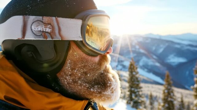 Skiing adventure in the mountains with stunning winter scenery