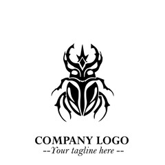 Beetle Logo Symbol in Black on the White Background with Simple Modern Insect Design