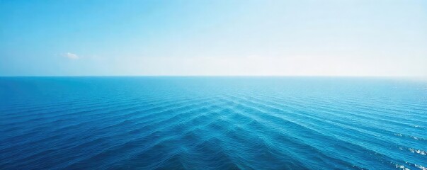 Vast, tranquil ocean stretching to the hazy horizon, a serene seascape perfect for travel or nature themes The endless blue meets the sky in a breathtaking panorama , landscape, serene, sky blue