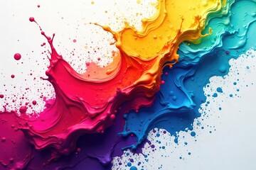Vibrant colors explode in a dynamic splash of paint, creating a mesmerizing abstract artwork Perfect for design projects needing bold, creative visuals , dripping, vibrant colors