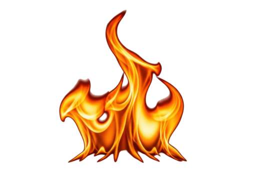 Vibrant orange and yellow flame PNG isolated on transparent background, fiery element for graphic design and compositing projects