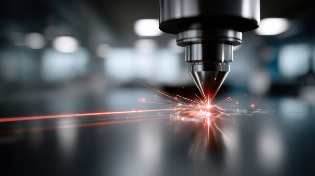 An artistic shot of a laser cutting tool creating sparks, symbolizing the fusion of technology and artistry in modern manufacturing and innovation processes.