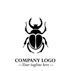Beetle Logo Symbol in Black on the White Background with Simple Modern Insect Design