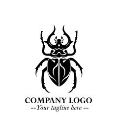 Beetle Logo Symbol in Black on the White Background with Simple Modern Insect Design