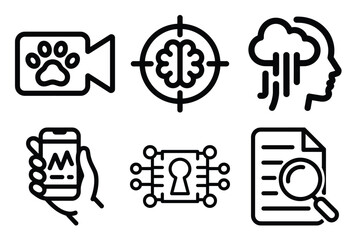 Digital concepts collection: pet video, ai, cloud, mobile, security, search