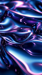 Abstract wavy lines and shapes in blue-violet shades, creating the impression of a flowing liquid or a metallic surface.