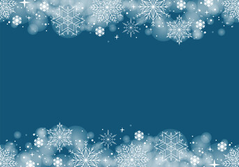 Seamless border with snowflakes. Vector illustration isolated on a blue background