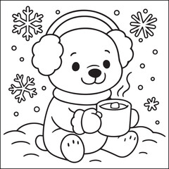 Winter & christmas black and white coloring pages for adults and teens 