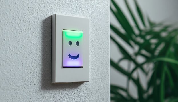 Modern light switch with a smiling face