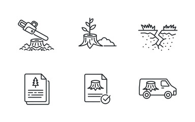Fototapeta premium Tree stump icon set