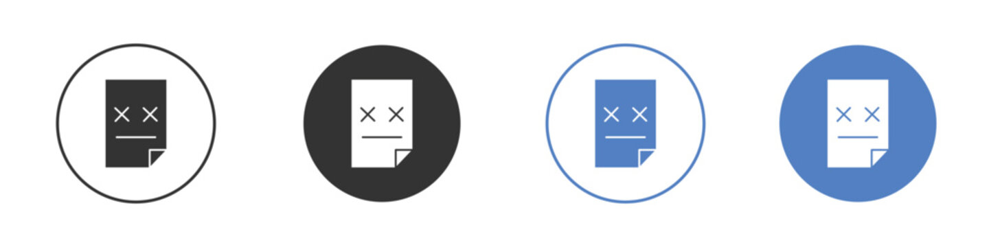 Corrupted file icon pictogram set. Vector icon designs