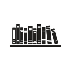 Fototapeta premium Bookshelf with a row of books icon representing a library and an education for a knowledge and a literature reading