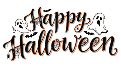 Fototapeta premium Happy halloween text banner vector illustration