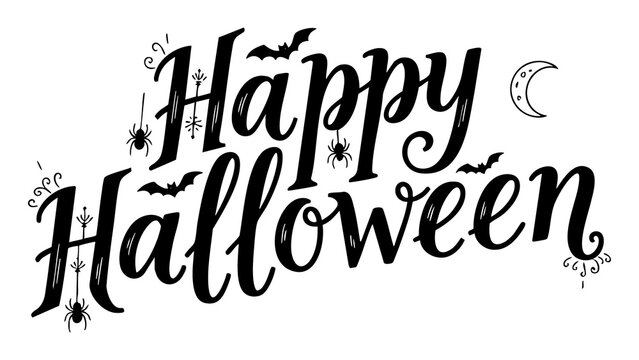 Happy halloween text banner vector illustration