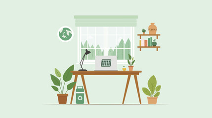 Minimalist eco home office vector illustration