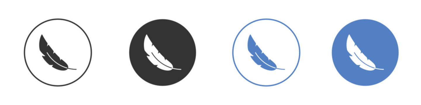 Feather icon pictogram set. Vector icon designs