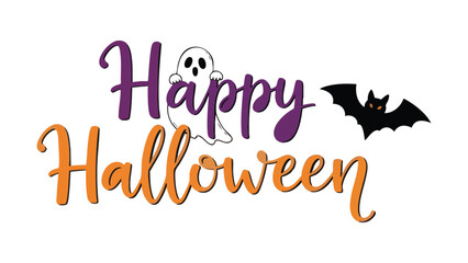 Happy halloween text banner vector illustration