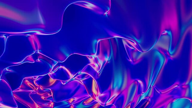 Abstract futuristic animation of liquid neon with a beautiful background of fluorescent neon waves. The animation plays again and again. 3d rendering not AI