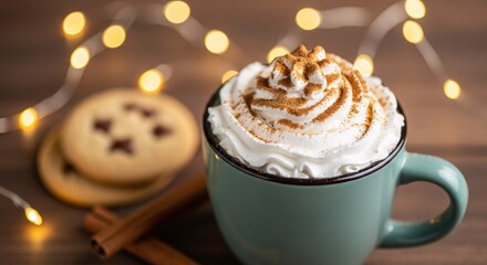 hot chocolate with christmas cookies